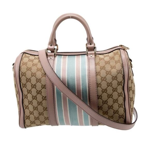 Gucci  GG Monogram Vintage Web Medium Boston Pink Blue - Picture 5 of 12